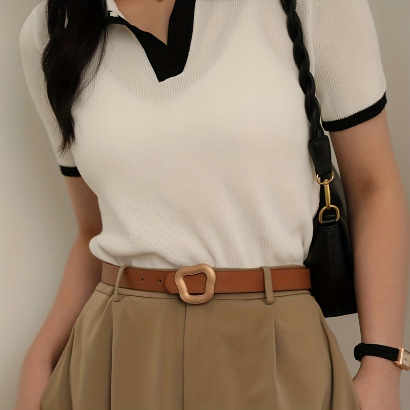 Stylish Irregular Buckle Thin PU Belt for Women
