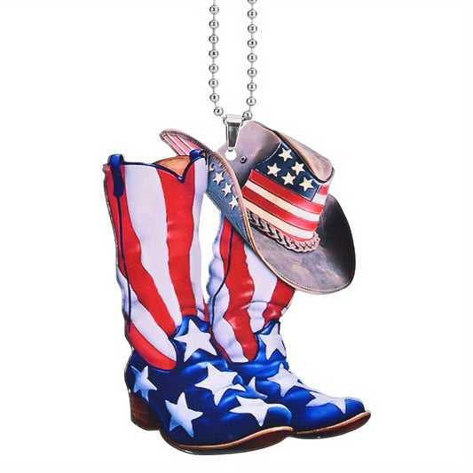 American Flag Hat Boots Pendant Decoration Set