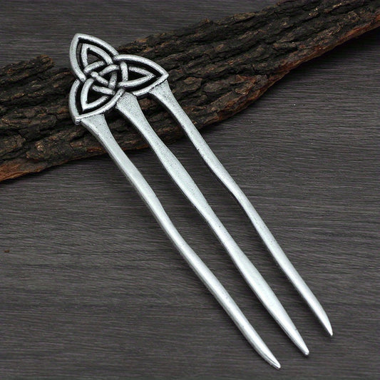 Vintage Viking Style Hairpin Tree Of Life Hairpin Celtic Knot Crescent Moon Silv