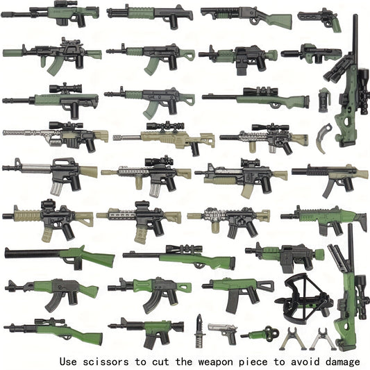 Military Building Blocks Set Weapons Pack for Boys - Mini Figure Handheld Gun