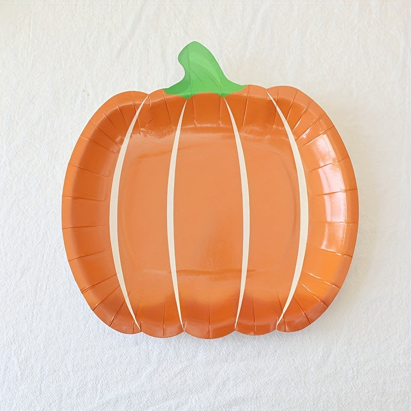 25pcs Pumpkin Paper Plate Halloween Orange Decor