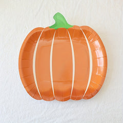 25pcs Pumpkin Paper Plate Halloween Orange Decor