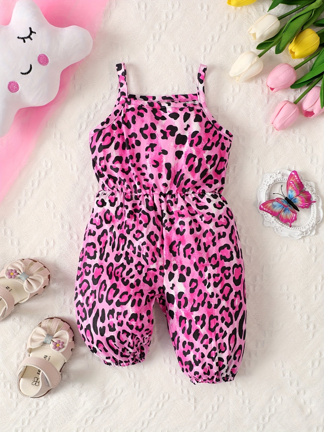 Leopard Graphic Romper for Baby Girls