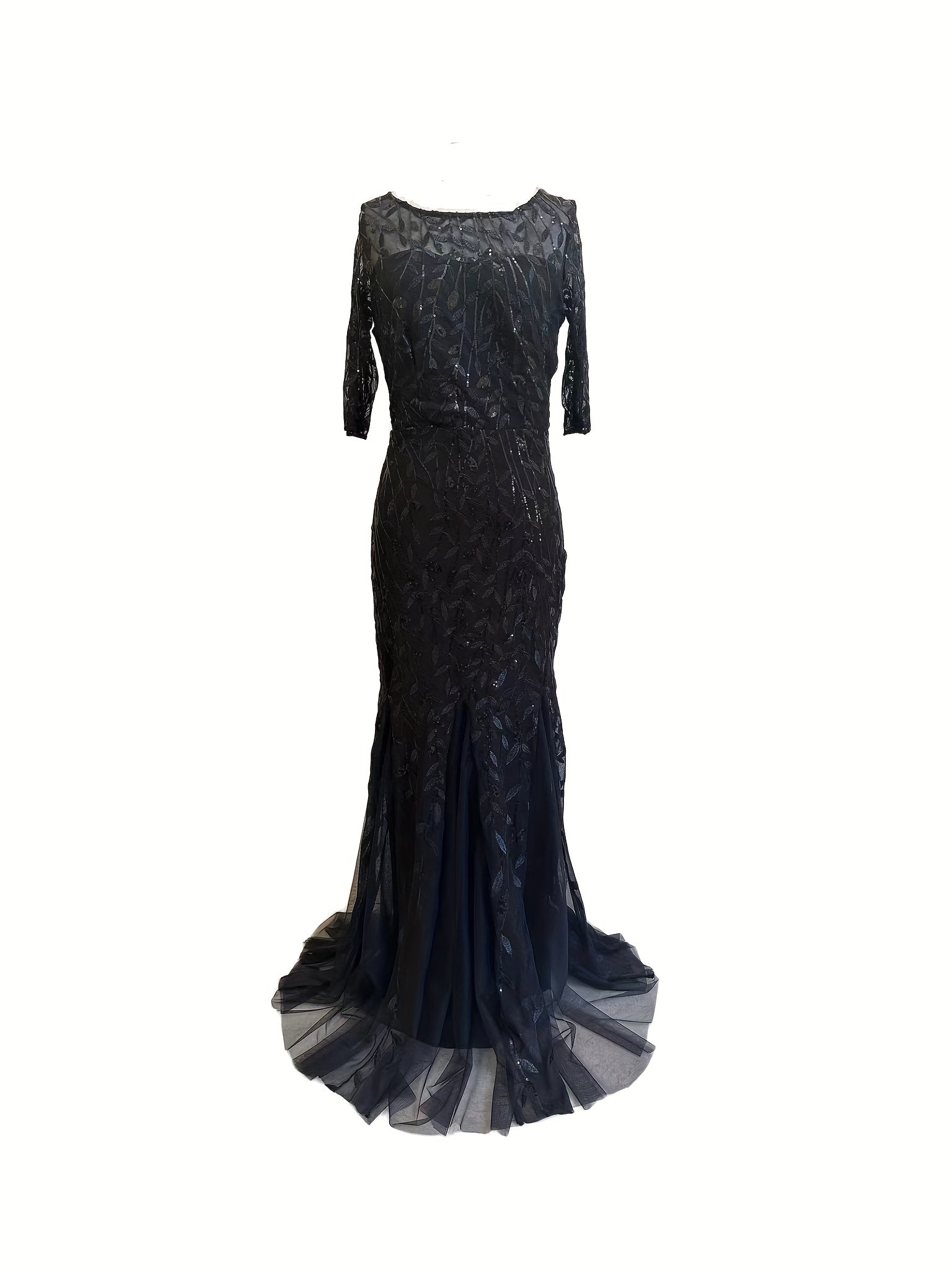 Sequined Mesh Pleated Maxi Dress for Party