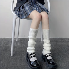 Ribbed Leg Warmers Knitted Knee High Socks Women's Stockings