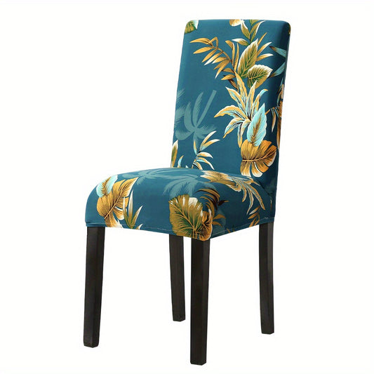 Stretch Chair Slipcover Milk Silk Flower Plant Print for Dining Room