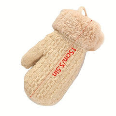 Kids Warm Knitted Gloves Double Layer Padded Thick Winter Outdoor Gloves