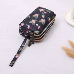 Flower Pattern Canvas Clutch Bag Coin Purse Wrist Wallet