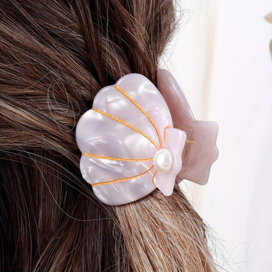 Acetate Ocean Series Shell Shaped Hair Claw Clip for Women Girls