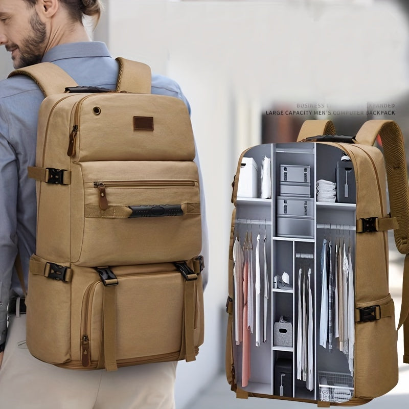 Canvas Backpack With Shoe Compartment Travel Boarding Backpack