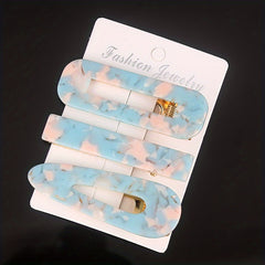3pcs Acetic Acid Acrylic Hair Clip Marble Pattern Headwear Hair Accessories