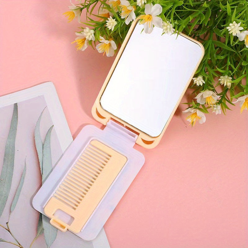 Mini Hair Brush With Mirror Folding Pocket Hair Brush Mini Comb