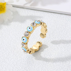 Boho Zircon Evil Eye Ring Adjustable Bling Party Jewelry