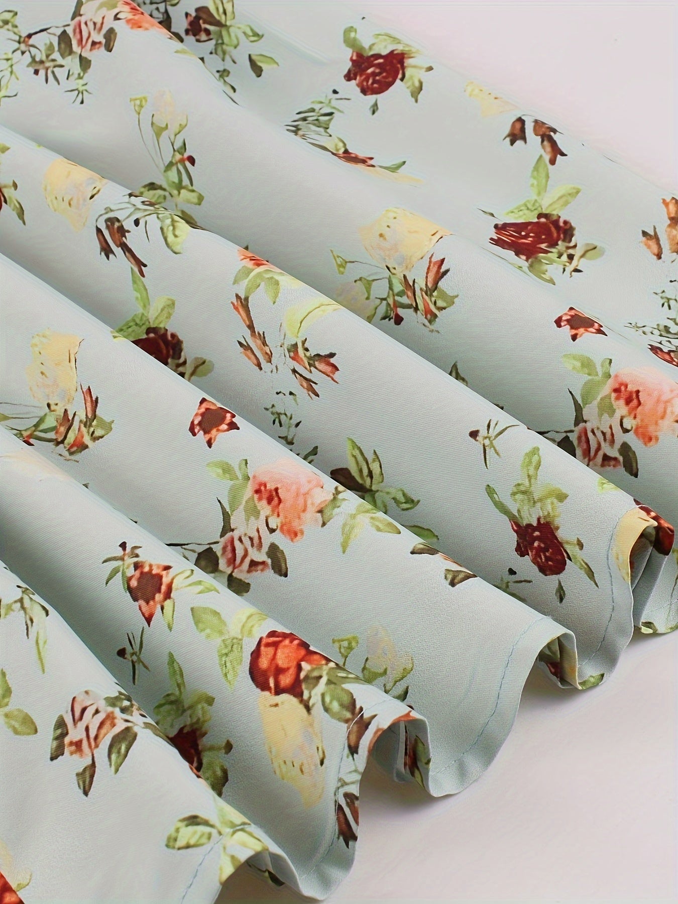 Women's Plus Floral Print Button Elastic Ruched A line Skirt