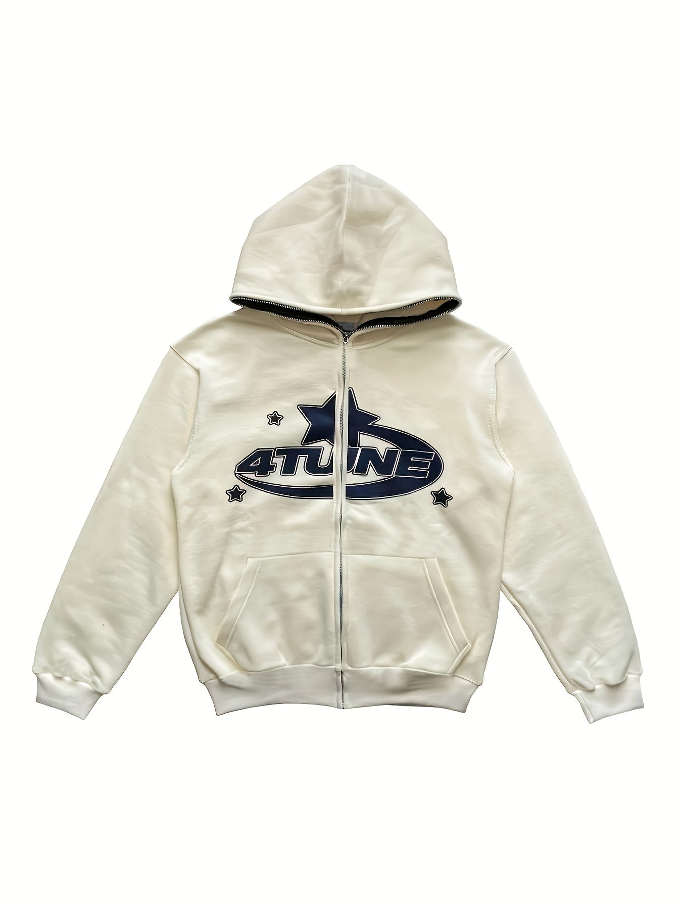 Y2K Letter & Star Print Sweatshirt Zip Up Hoodie