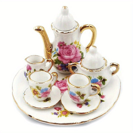 8pcs 1 12 Dollhouse Porcelain Tea Set Dish Cup Plate