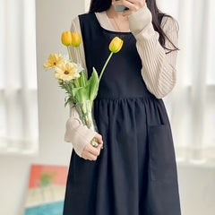 Apron Front & Rear 2-Pieces with Slit for Baking Milk Tea Barista Bib