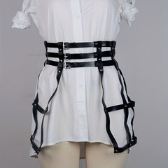 Gothic Three Layer Skirt Waistband Punk Adjustable Waist Belt