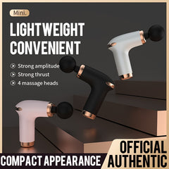 Mini Massage Gun Portable Handheld Muscle Massager with 4 Heads
