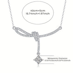 Moissanite Necklace Silvery Pendant Clavicle Chain Jewelry Gift