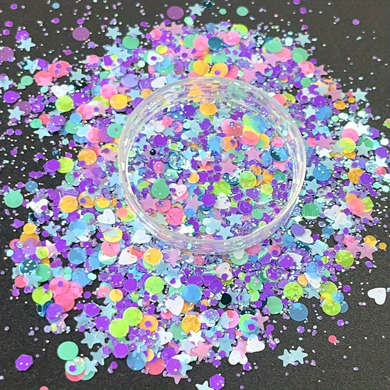 10g Holographic Nail Glitter Powder Mixed Shape Flakes Sequins for Manicure DIY