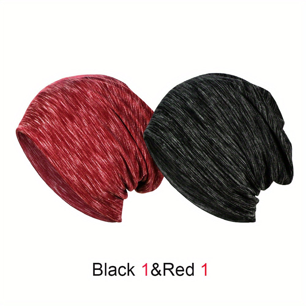 Striped Cotton Pullover Hat Soft Unisex Beanie Hat