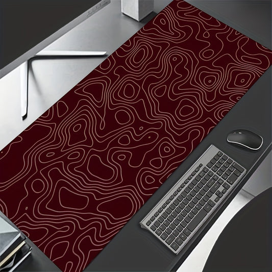 Topographic Map Seamless Red Mousepad - Gaming Rubber Anti Slip Mouse Pad