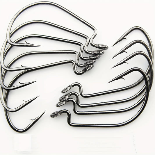 20pcs Bass Fishing Offset Worm Hooks High Carbon Steel Circle Fishing Hooks Jig