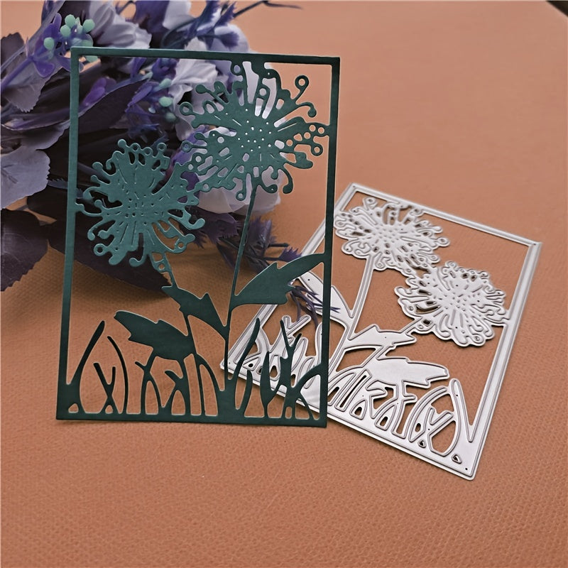 1pc Rectangle Flower Framed Metal Cutting Dies for Scrapbooking