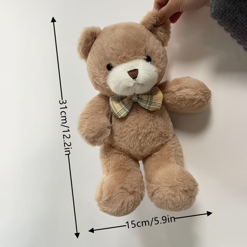 Bowtie Bear Plush Toy 12in Light Brown Halloween Thanksgiving Christmas