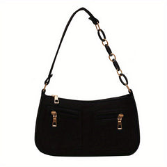 Felt Baguette Bag Chain Shoulder Underarm Purse Street Wear