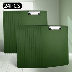 24pcs Green Clipboard Folder A4 Size Single Clip Waterproof Material