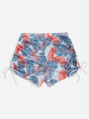 Tropical Plant Print Tie Side Swim Short