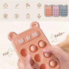 Popper Sensory Teether Toy for Baby 3Months BPA CPC Phone Press Toy
