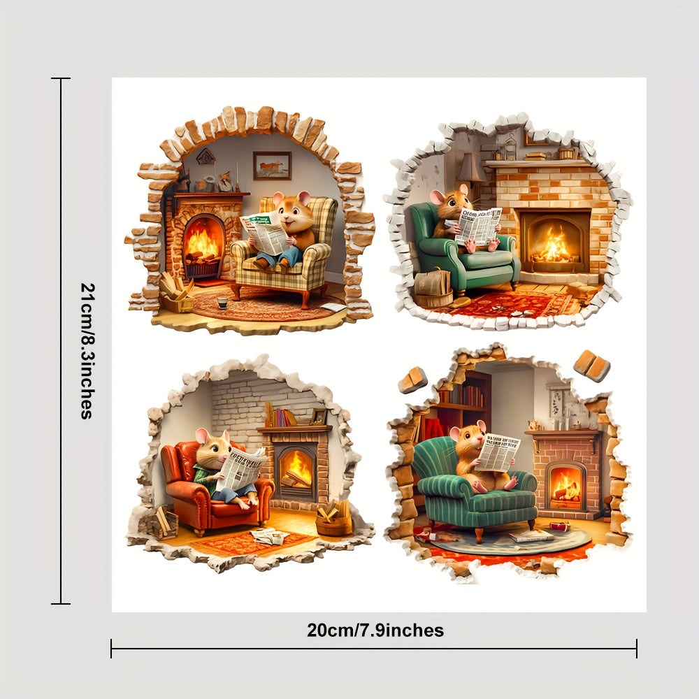 Mouse Vinyl Wall Stickers 4 Pack Christmas Decorations