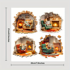 Mouse Vinyl Wall Stickers 4 Pack Christmas Decorations