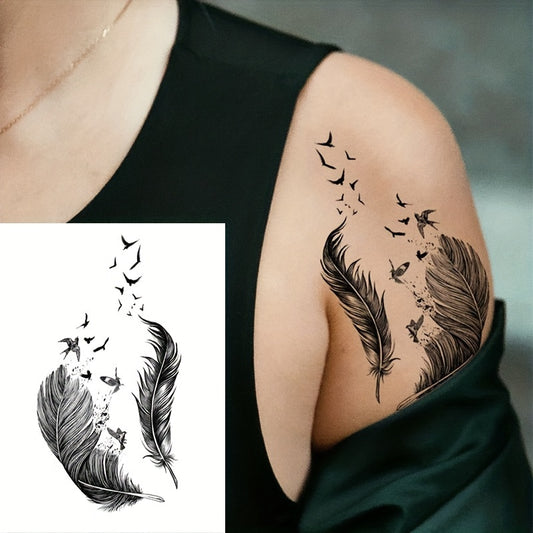 Waterproof Feather Tattoo Sticker Stylish Long Lasting Temporary Tattoo