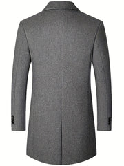 Men's Woolen Coat Single Breasted Casual Windbreaker Jacket