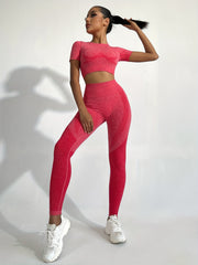 2pcs Yoga Sports Set Crop Top & Leggings Women's Activewear