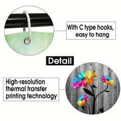 Seven Colored Flower Shower Curtain Set