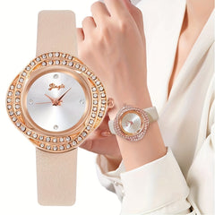 Rhinestone Studded Quartz Watch For Kids