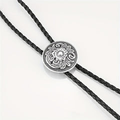 Men's Retro Floral Pattern Bolo Tie Necklace