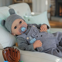 18" 3D Painted Little Boy Doll with Visible Veins Soft Vinyl Limbs