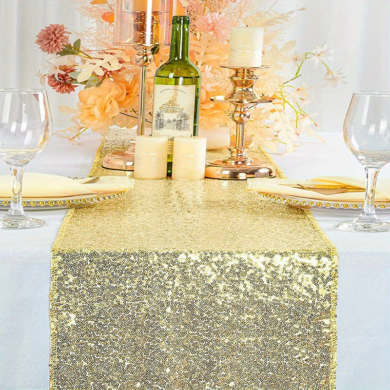 Golden Sequin Table Cover Christmas Party Wedding Decoration