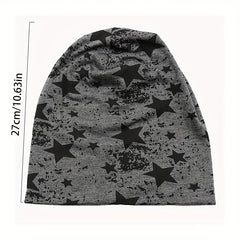Unisex Double Layer Thin Beanie Hat with Pentagram Pattern