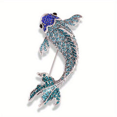 Fish Rhinestones Brooch Pendant For Men