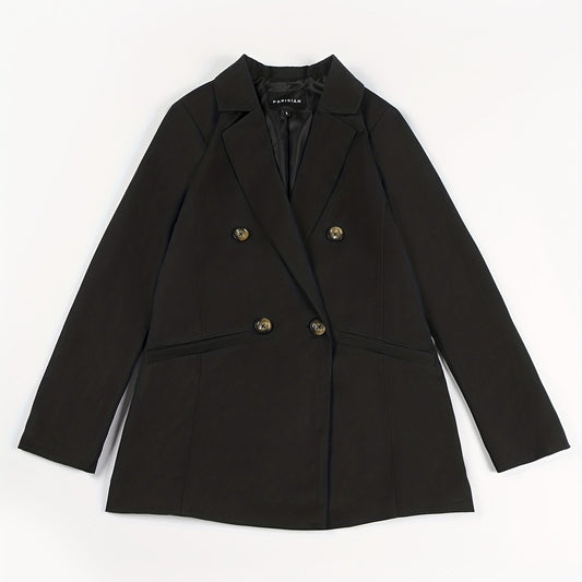 Lapel Neck Belted Double Breasted Blazer