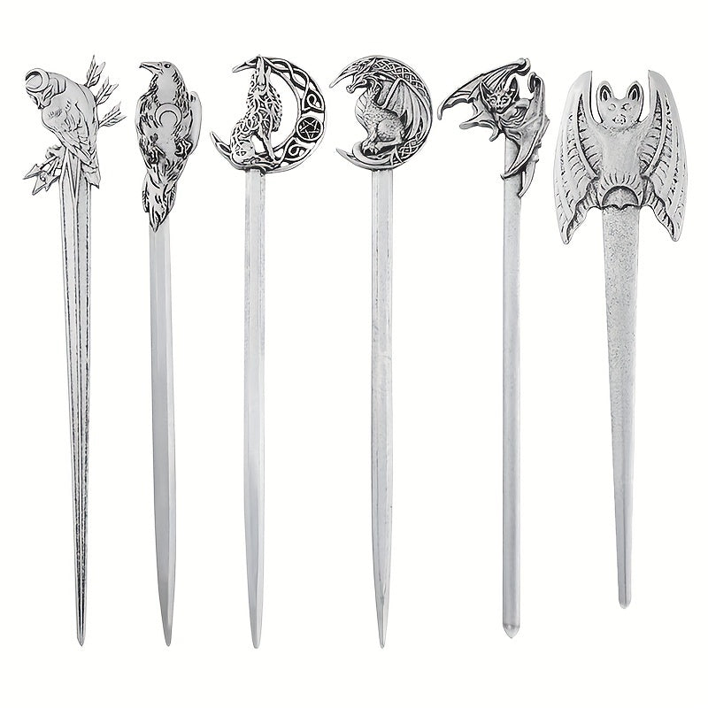 Vintage Viking Style Dragon Pattern Hair Stick Silvery Jewelry
