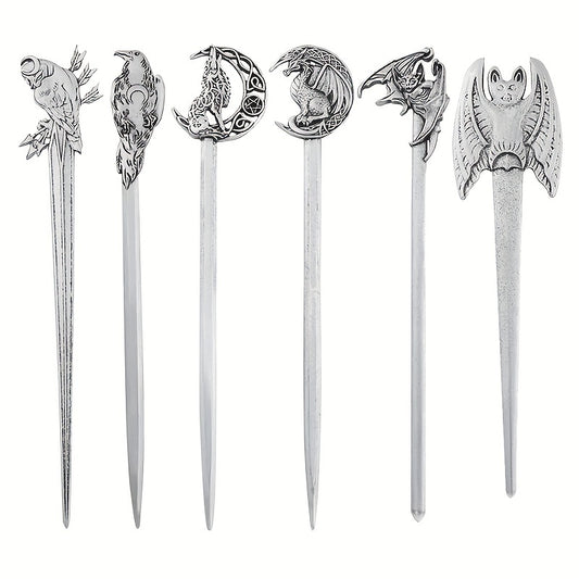 Vintage Viking Style Dragon Pattern Hair Stick Silvery Jewelry