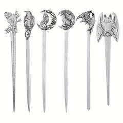 Vintage Viking Style Dragon Pattern Hair Stick Silvery Jewelry